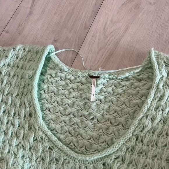 Free People Sweater top open knit size M mint green - Picture 6 of 10